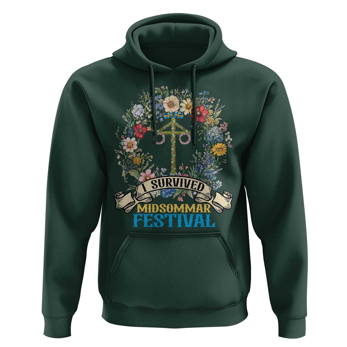 Funny I Survived Midsommar Festival Hoodie Sweden Summer Festival Maypole