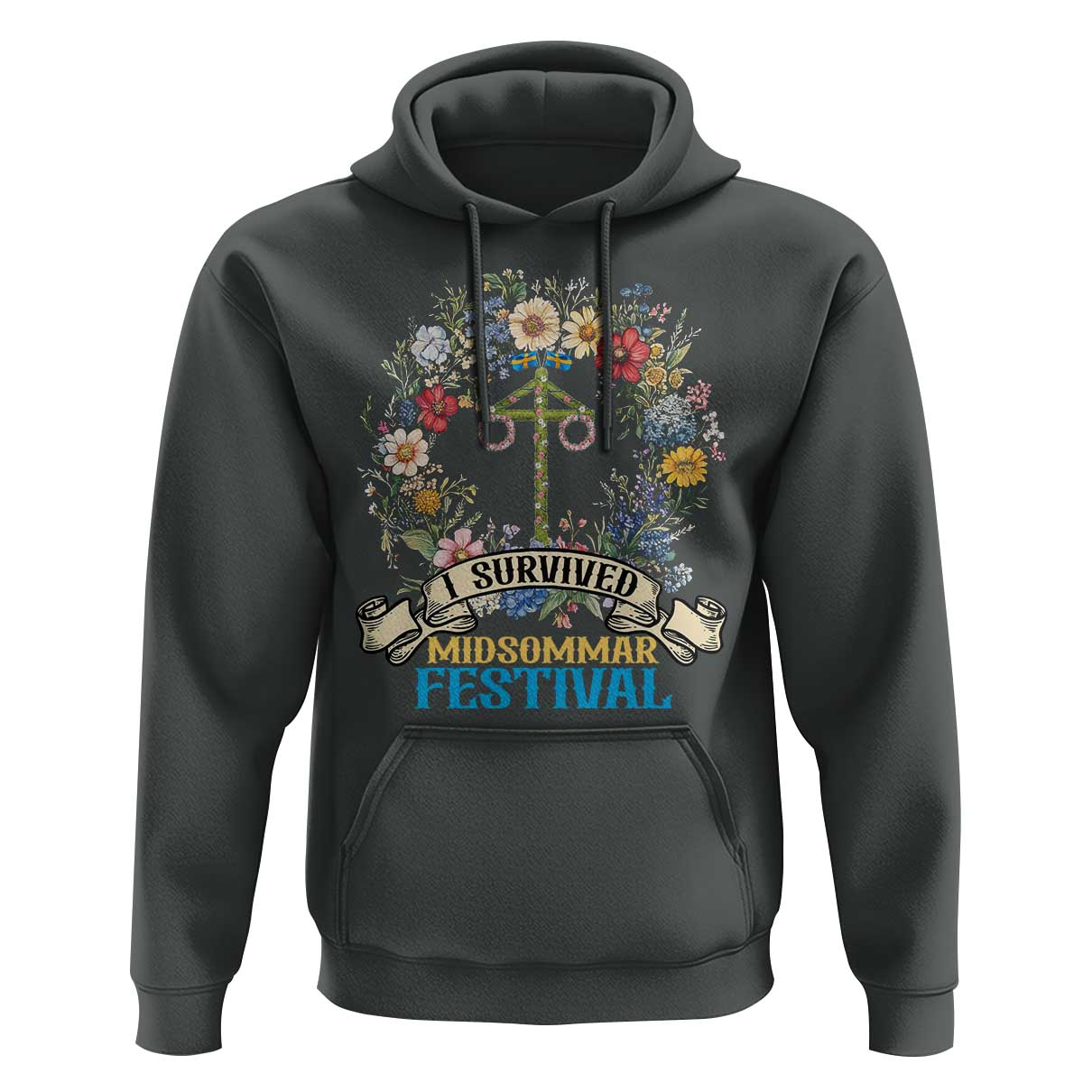 Funny I Survived Midsommar Festival Hoodie Sweden Summer Festival Maypole