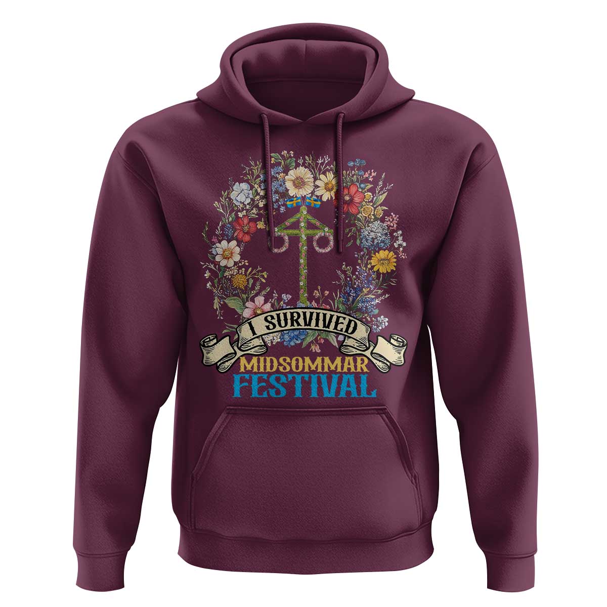 Funny I Survived Midsommar Festival Hoodie Sweden Summer Festival Maypole