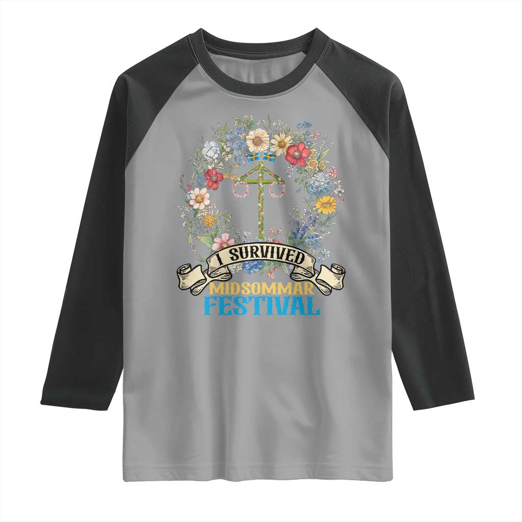 Funny I Survived Midsommar Festival Raglan Shirt Sweden Summer Festival Maypole