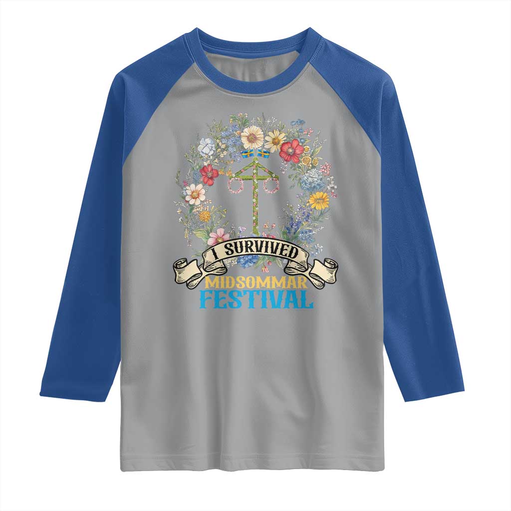 Funny I Survived Midsommar Festival Raglan Shirt Sweden Summer Festival Maypole