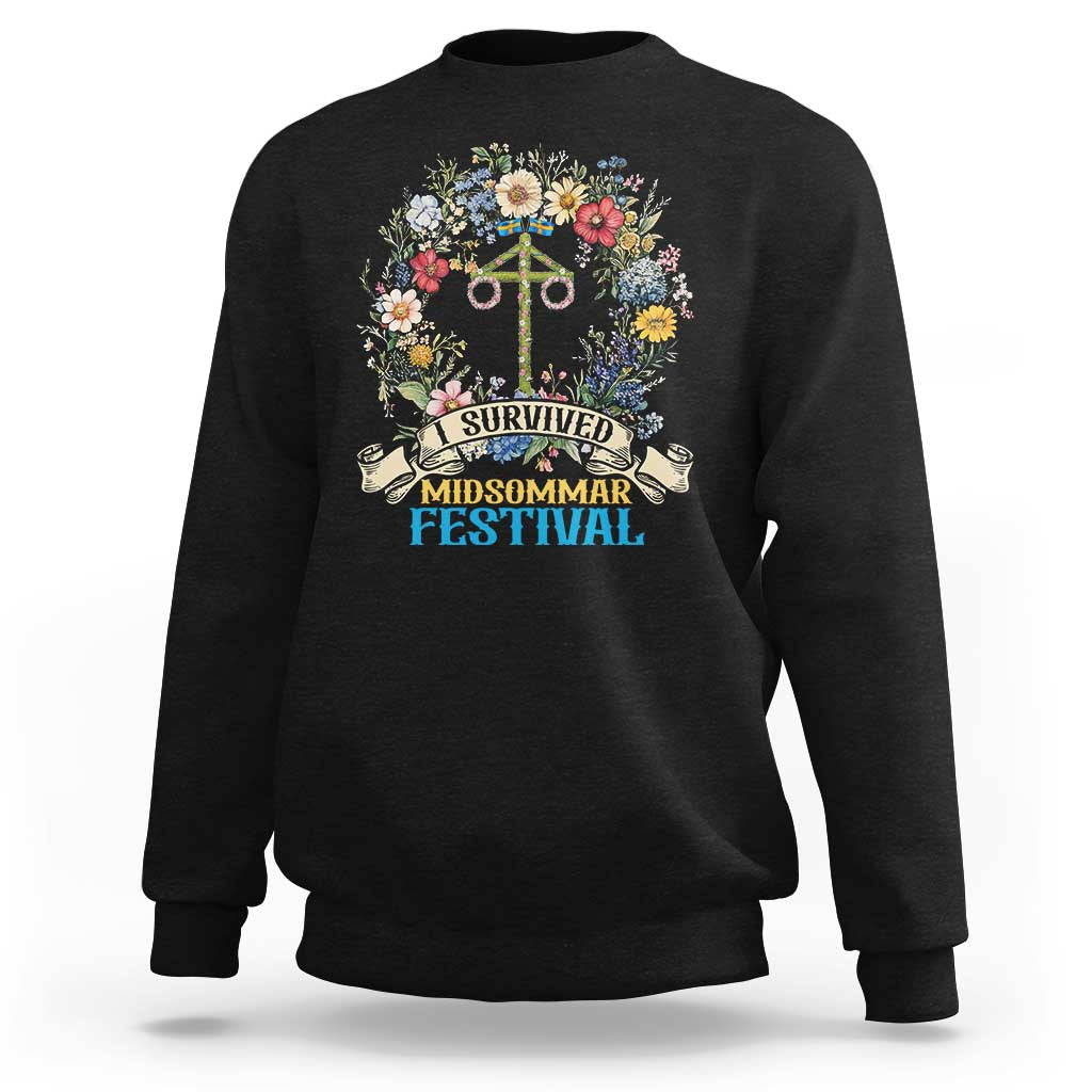 Funny I Survived Midsommar Festival Sweatshirt Sweden Summer Festival Maypole