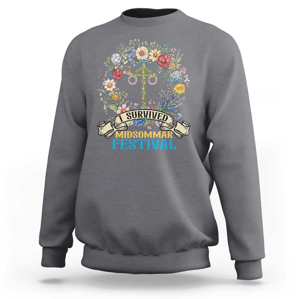 Funny I Survived Midsommar Festival Sweatshirt Sweden Summer Festival Maypole