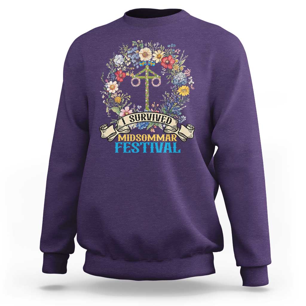 Funny I Survived Midsommar Festival Sweatshirt Sweden Summer Festival Maypole
