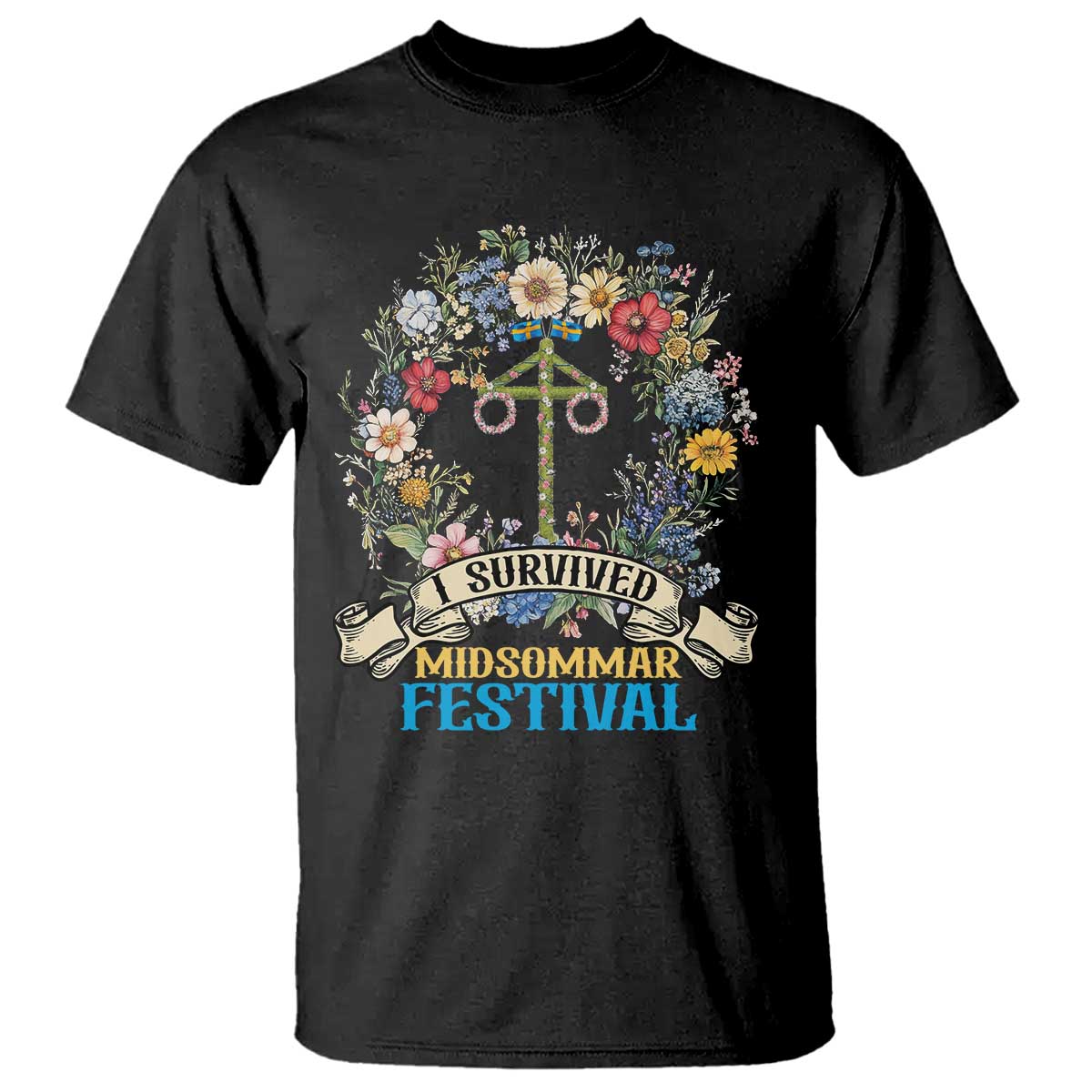 Funny I Survived Midsommar Festival T Shirt Sweden Summer Festival Maypole