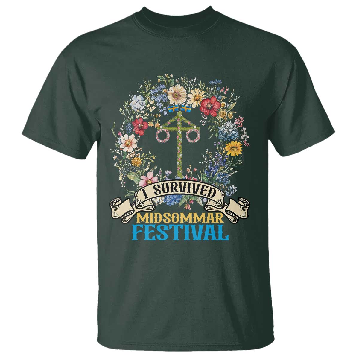 Funny I Survived Midsommar Festival T Shirt Sweden Summer Festival Maypole
