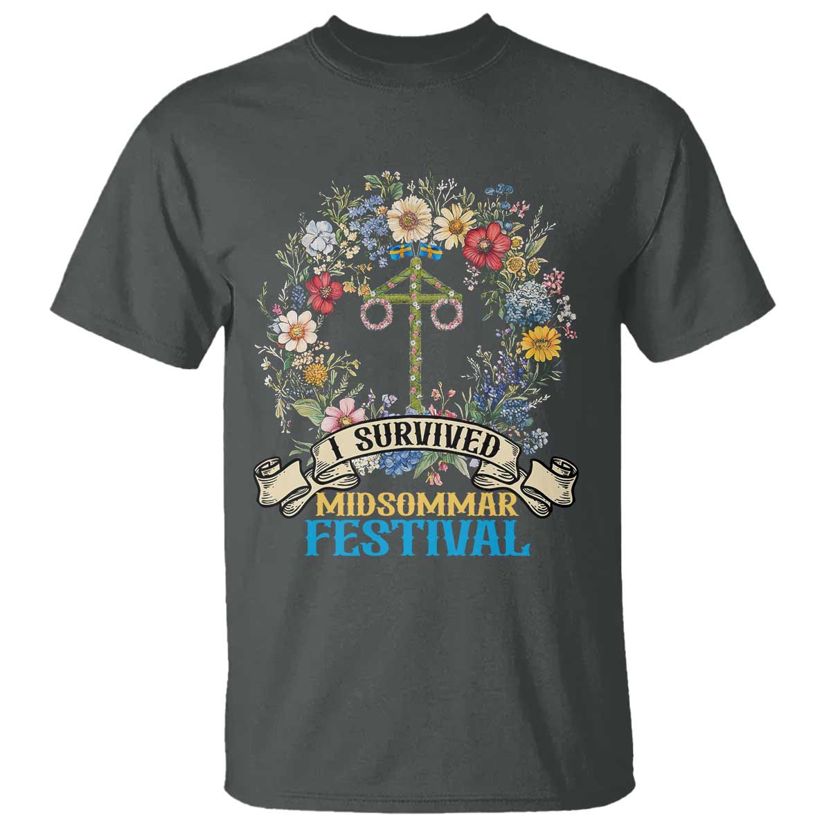 Funny I Survived Midsommar Festival T Shirt Sweden Summer Festival Maypole