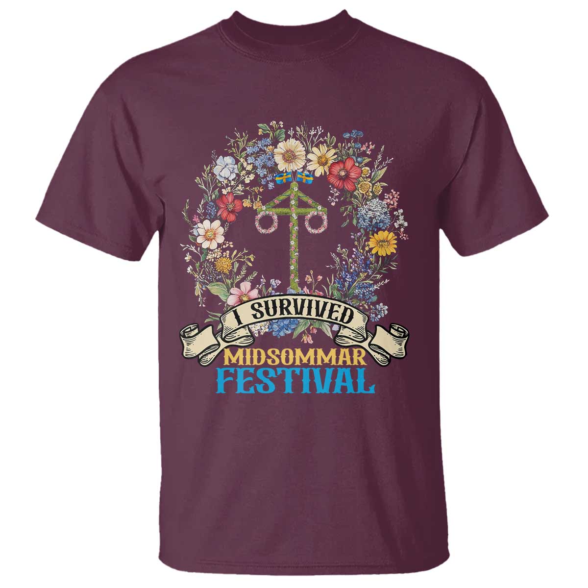Funny I Survived Midsommar Festival T Shirt Sweden Summer Festival Maypole