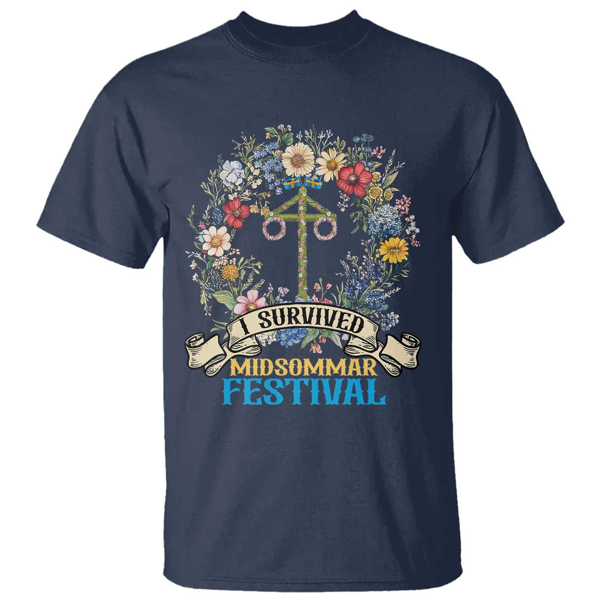 Funny I Survived Midsommar Festival T Shirt Sweden Summer Festival Maypole