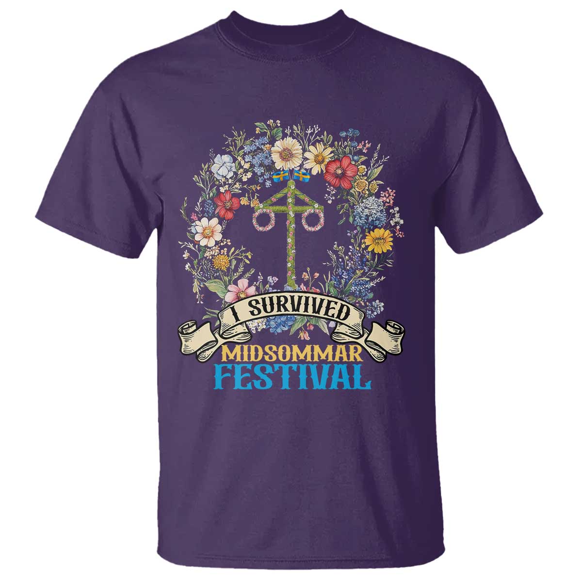 Funny I Survived Midsommar Festival T Shirt Sweden Summer Festival Maypole