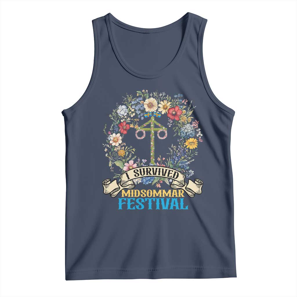 Funny I Survived Midsommar Festival Tank Top Sweden Summer Festival Maypole