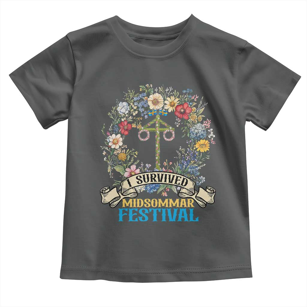 Funny I Survived Midsommar Festival Toddler T Shirt Sweden Summer Festival Maypole