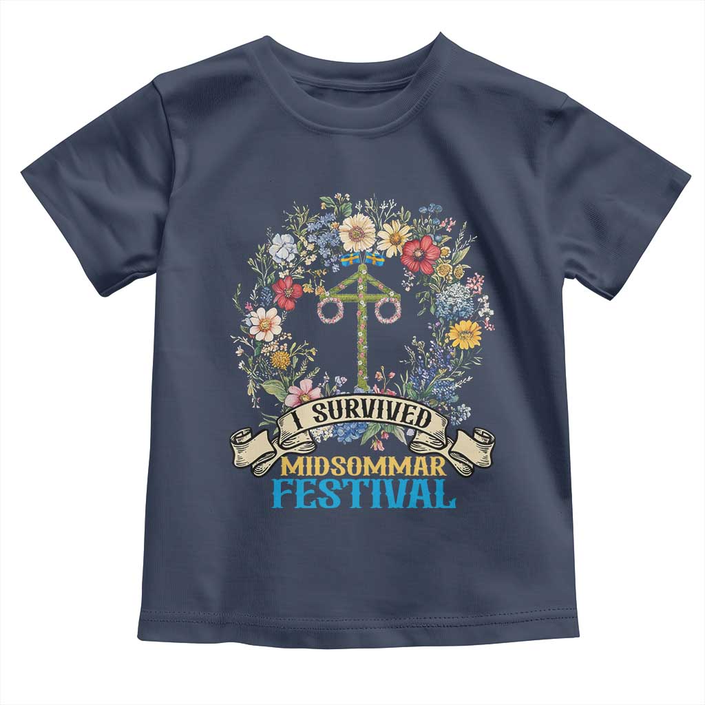 Funny I Survived Midsommar Festival Toddler T Shirt Sweden Summer Festival Maypole