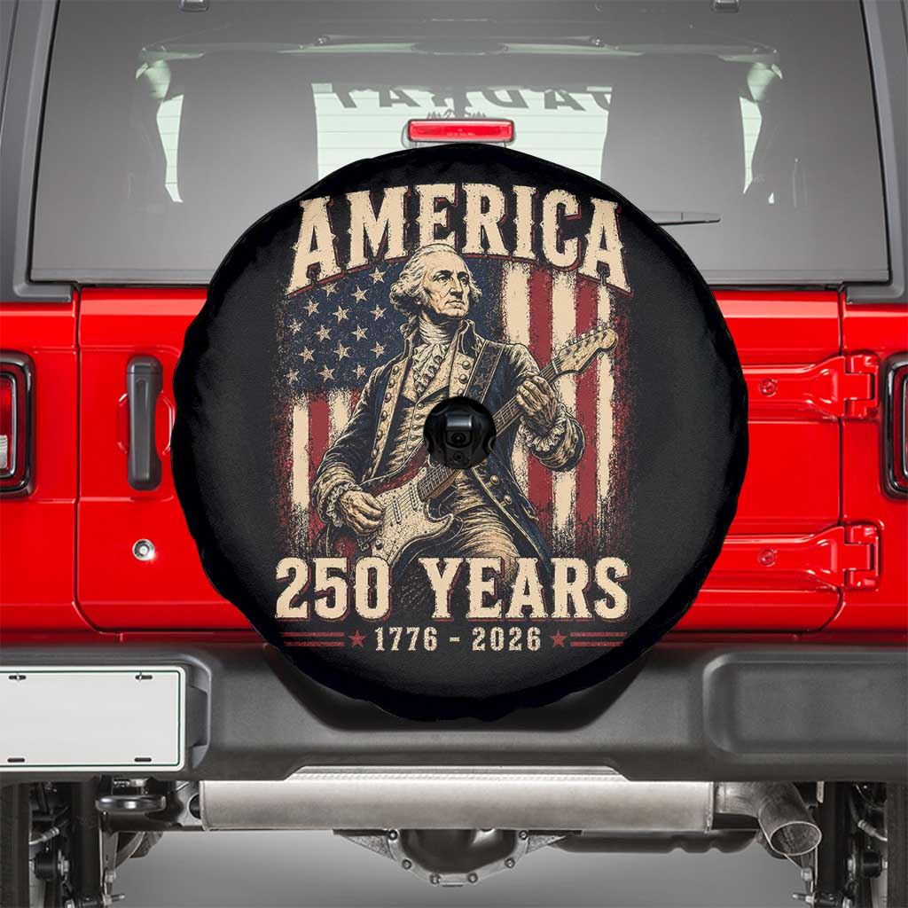 George Washington Playing Guitar 4th July US 250th Anniversary Spare Tire Cover