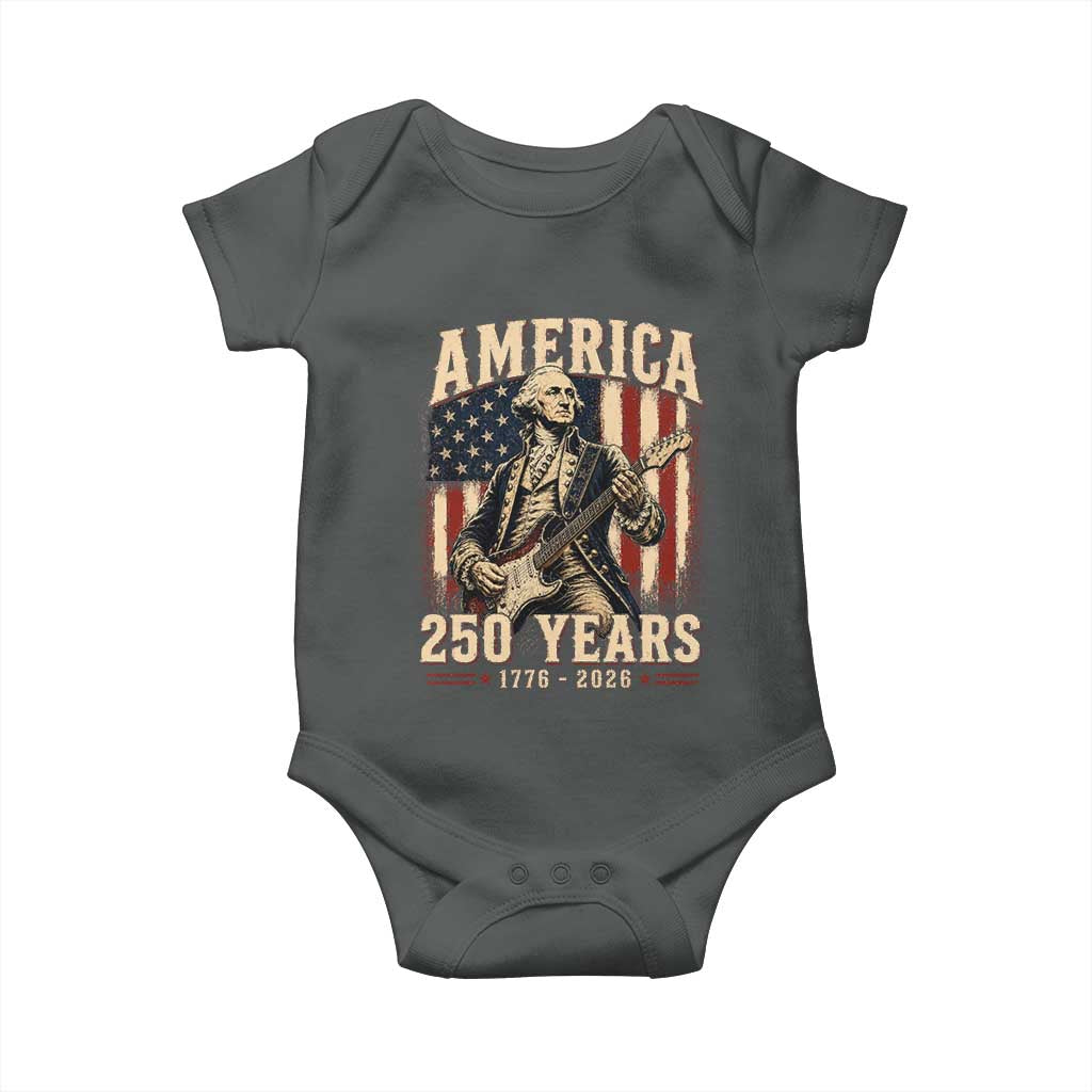 George Washington Playing Guitar 4th July US 250th Anniversary Baby Onesie