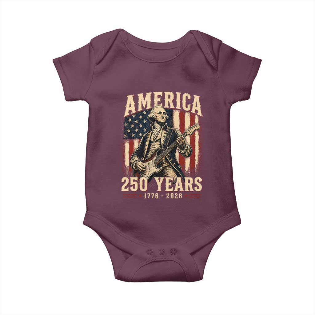 George Washington Playing Guitar 4th July US 250th Anniversary Baby Onesie