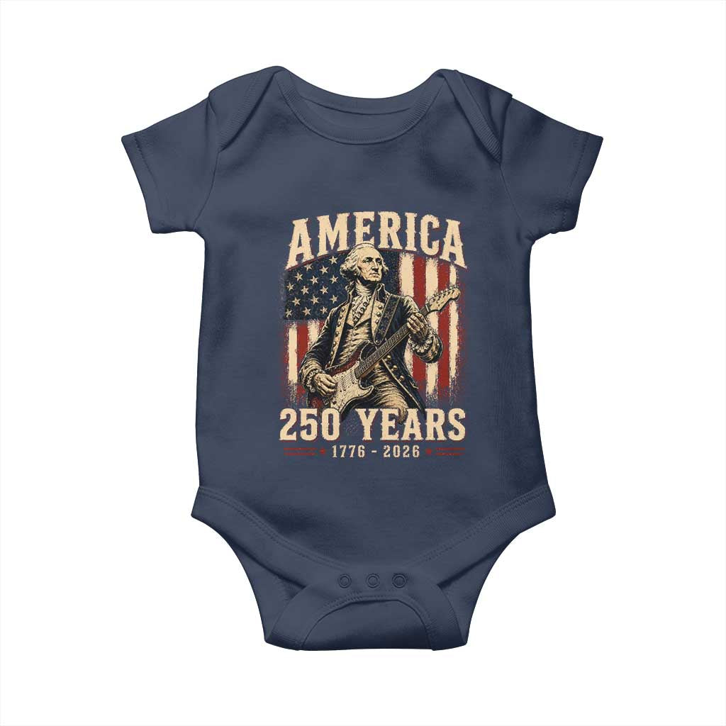 George Washington Playing Guitar 4th July US 250th Anniversary Baby Onesie