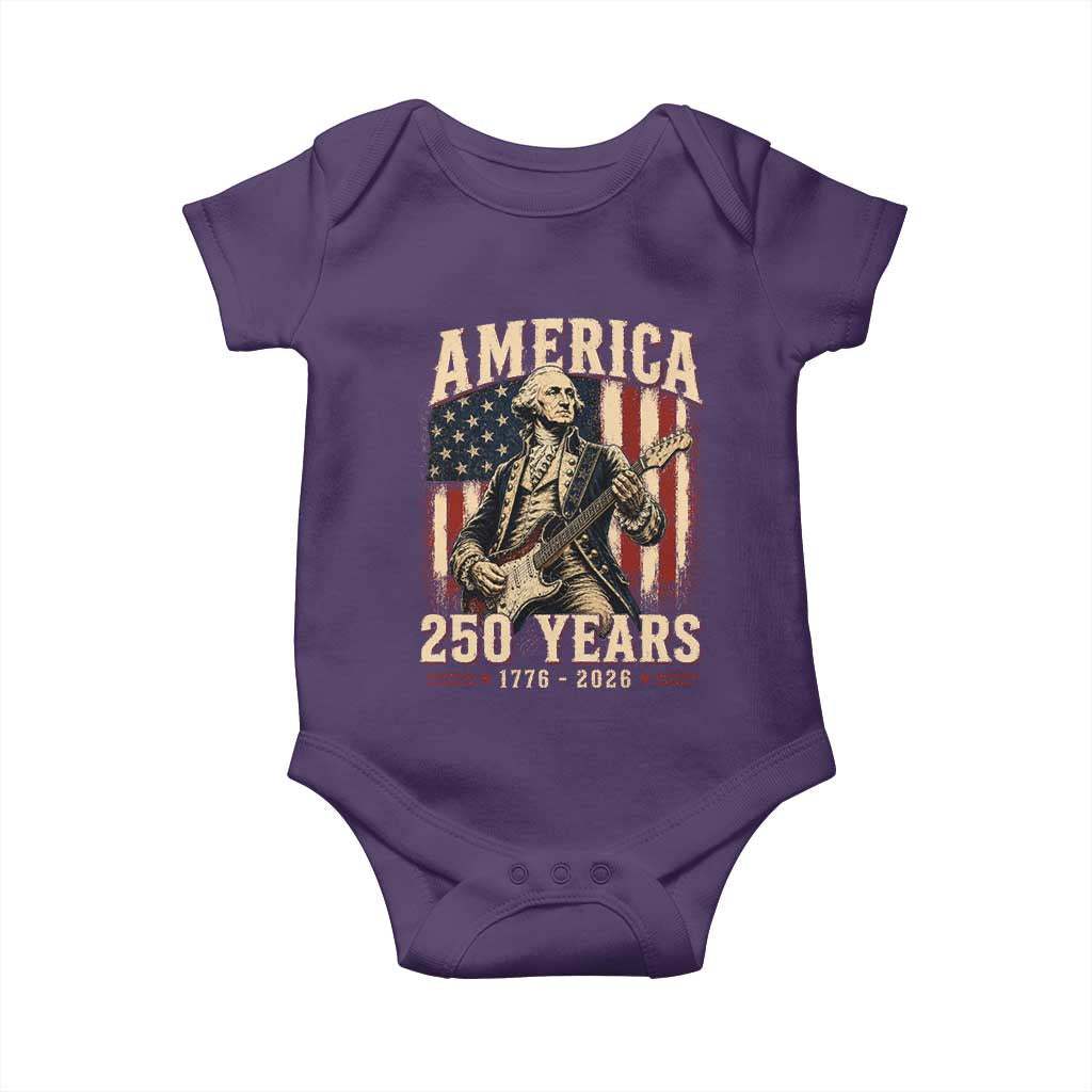 George Washington Playing Guitar 4th July US 250th Anniversary Baby Onesie