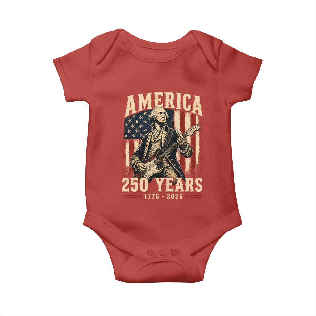 George Washington Playing Guitar 4th July US 250th Anniversary Baby Onesie