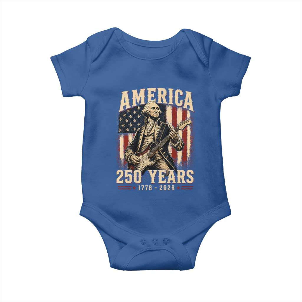 George Washington Playing Guitar 4th July US 250th Anniversary Baby Onesie