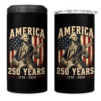 George Washington Playing Guitar 4th July US 250th Anniversary 4 in 1 Can Cooler Tumbler