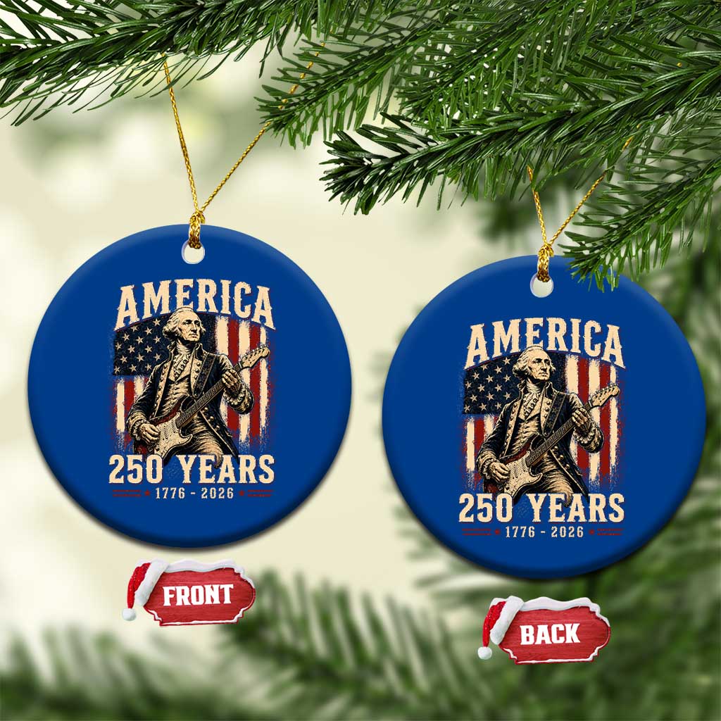 George Washington Playing Guitar 4th July US 250th Anniversary Ceramic Ornament