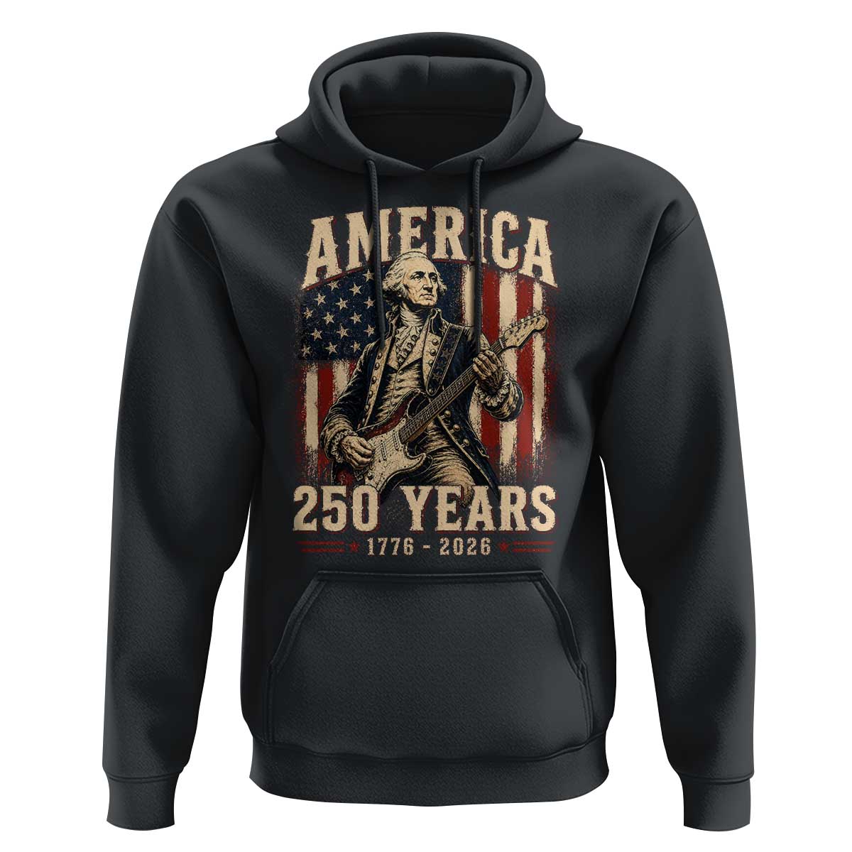 George Washington Playing Guitar 4th July US 250th Anniversary Hoodie