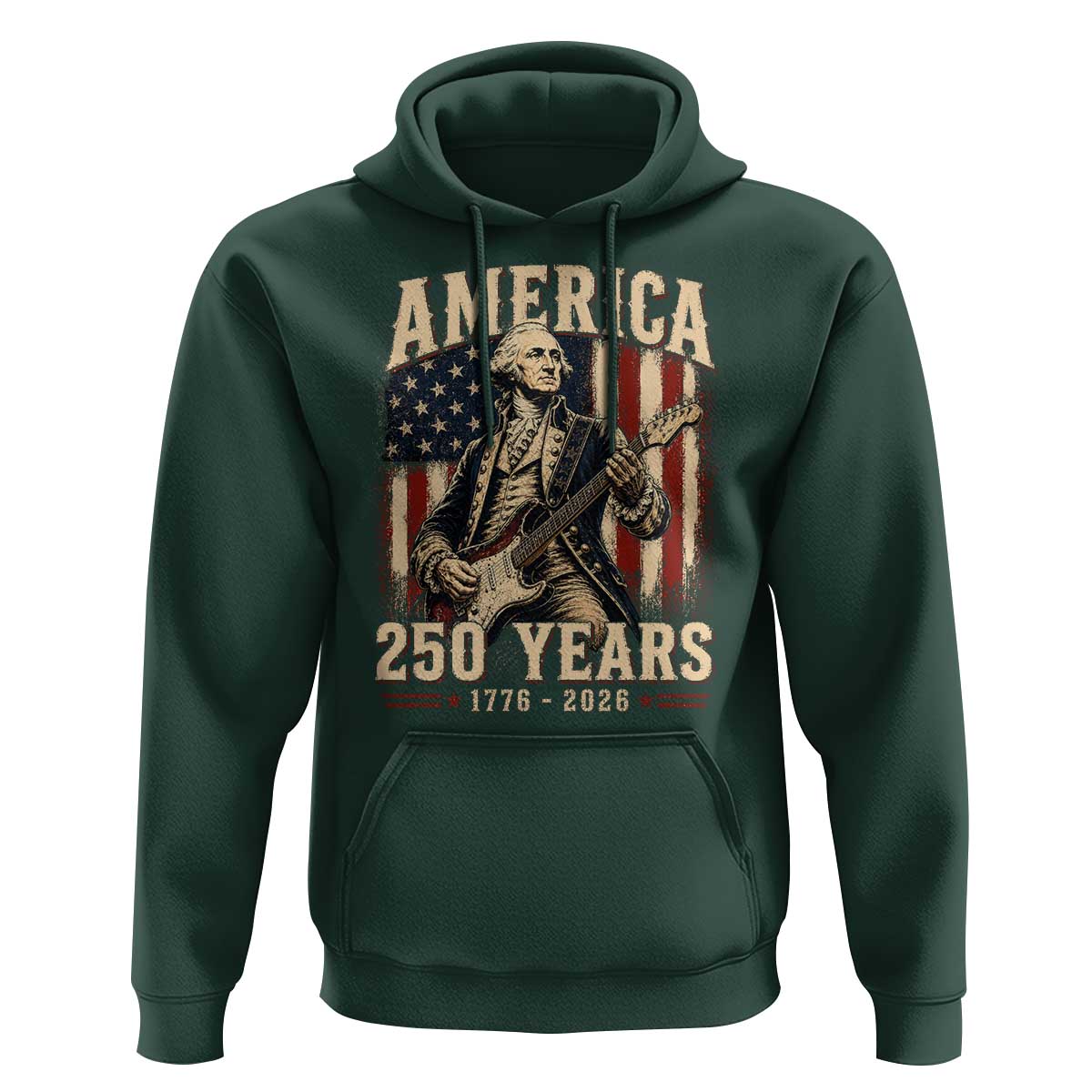 George Washington Playing Guitar 4th July US 250th Anniversary Hoodie