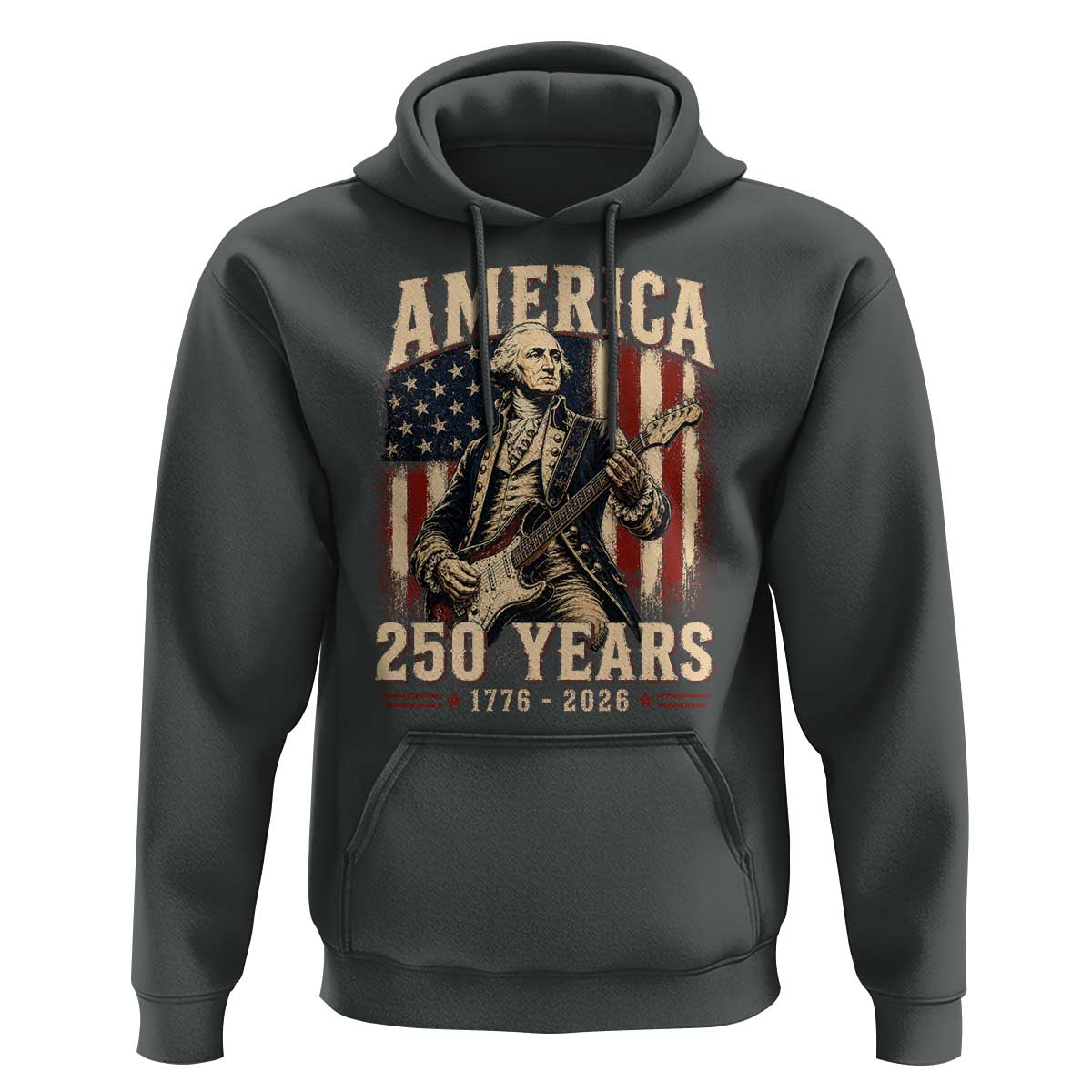 George Washington Playing Guitar 4th July US 250th Anniversary Hoodie