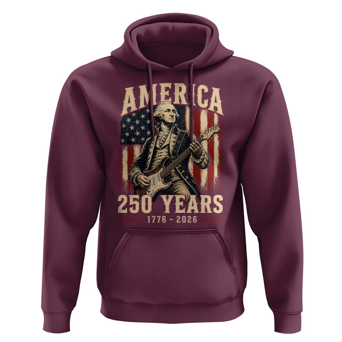 George Washington Playing Guitar 4th July US 250th Anniversary Hoodie