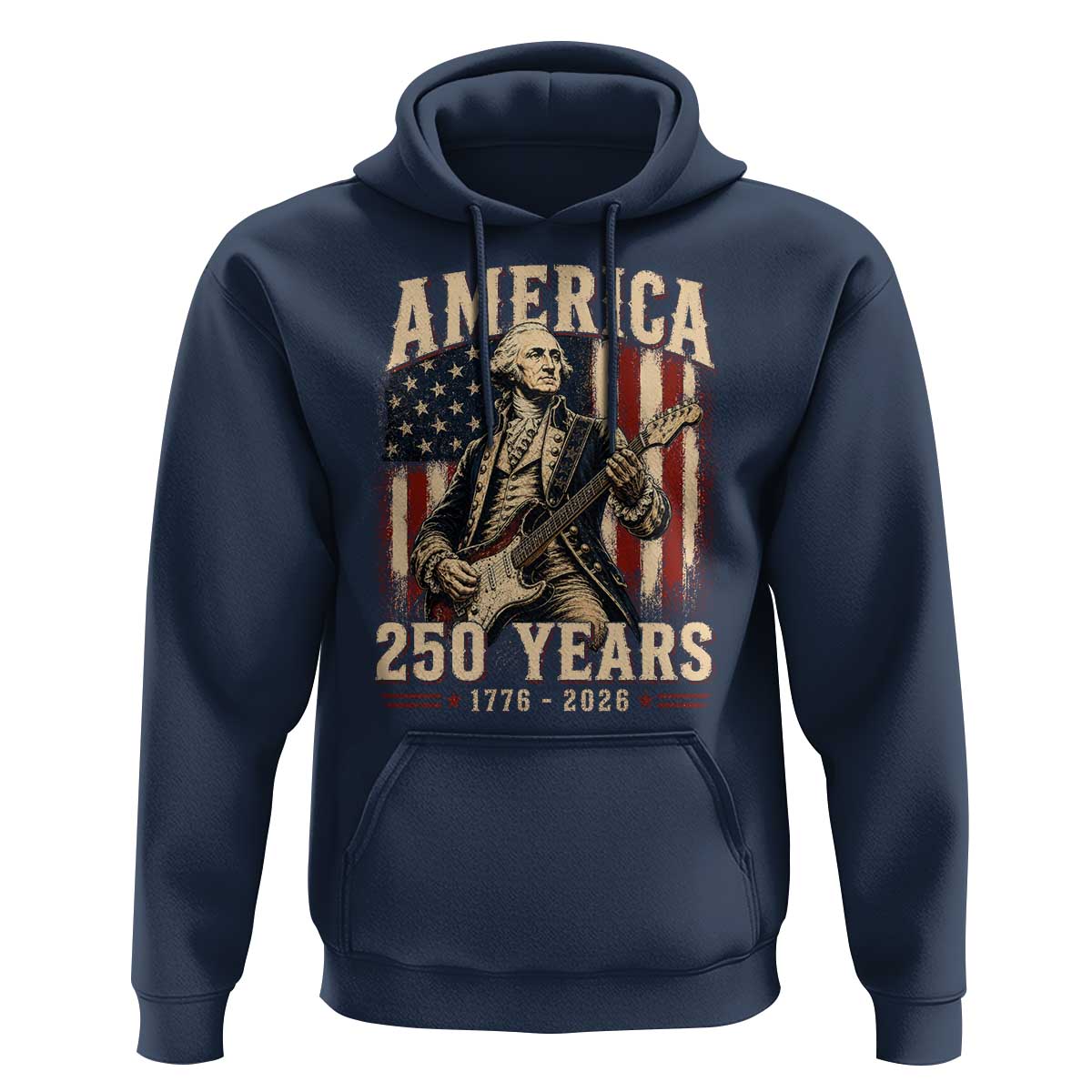George Washington Playing Guitar 4th July US 250th Anniversary Hoodie