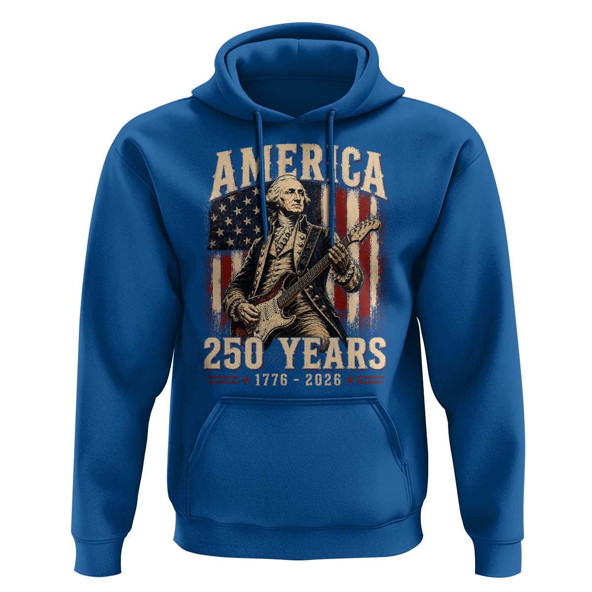 George Washington Playing Guitar 4th July US 250th Anniversary Hoodie