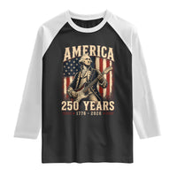 George Washington Playing Guitar 4th July US 250th Anniversary Raglan Shirt