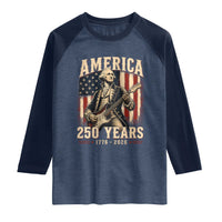 George Washington Playing Guitar 4th July US 250th Anniversary Raglan Shirt