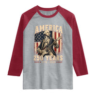 George Washington Playing Guitar 4th July US 250th Anniversary Raglan Shirt