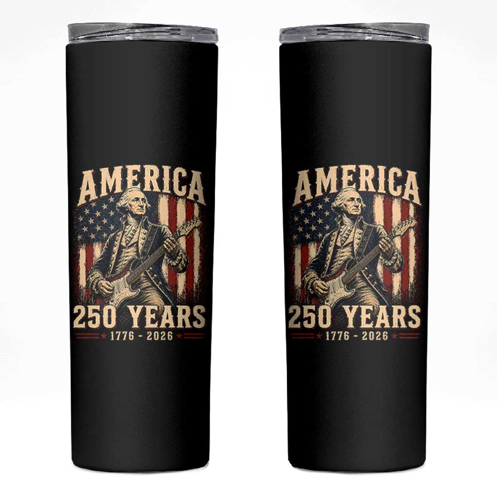George Washington Playing Guitar 4th July US 250th Anniversary Skinny Tumbler