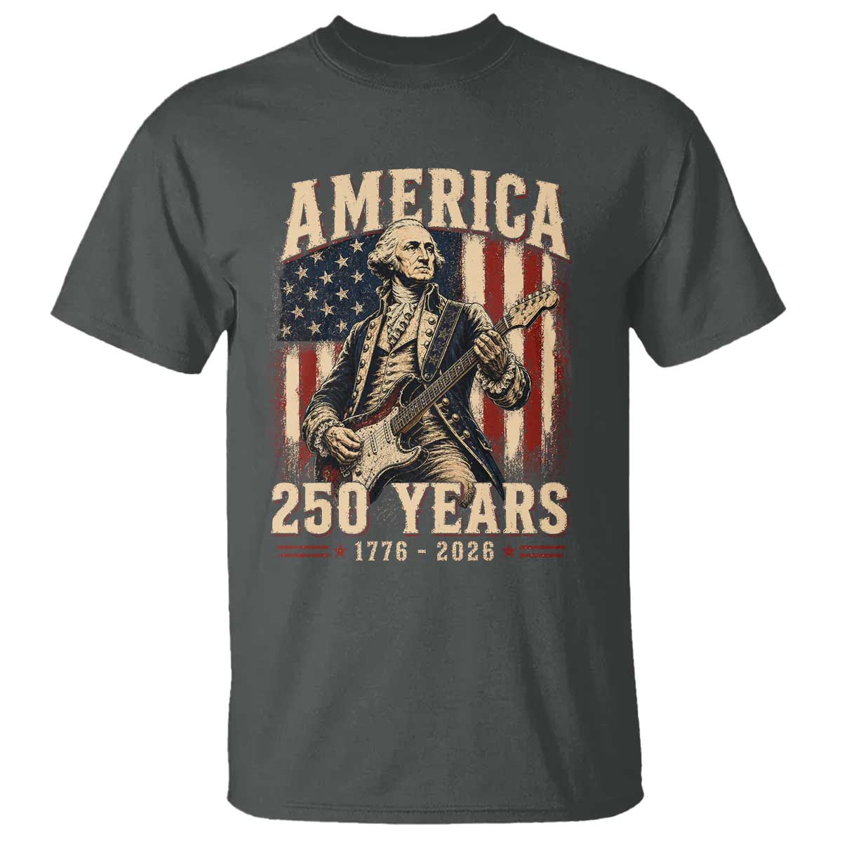 George Washington Playing Guitar 4th July US 250th Anniversary T Shirt