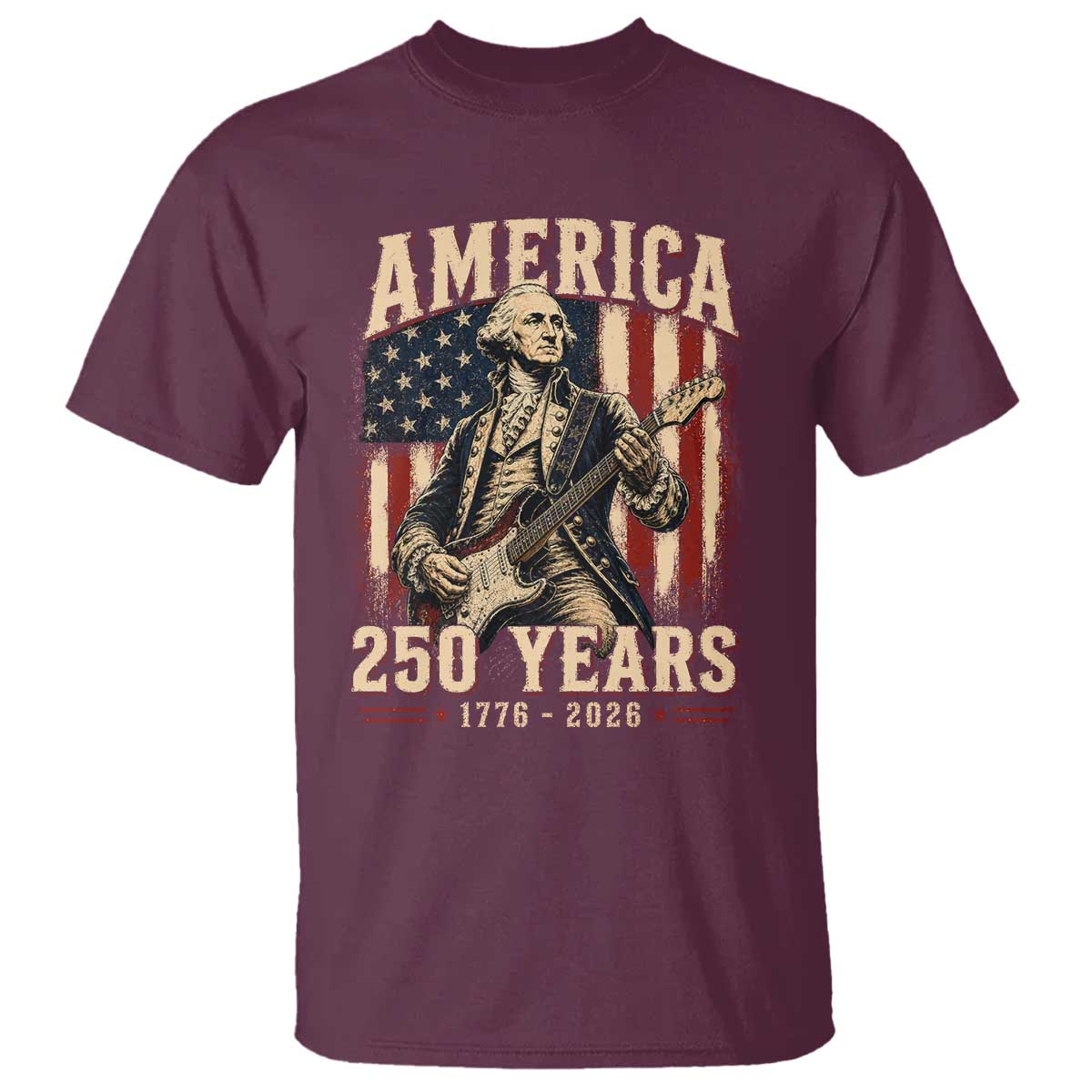 George Washington Playing Guitar 4th July US 250th Anniversary T Shirt