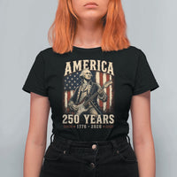 George Washington Playing Guitar 4th July US 250th Anniversary T Shirt For Women