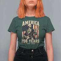 George Washington Playing Guitar 4th July US 250th Anniversary T Shirt For Women