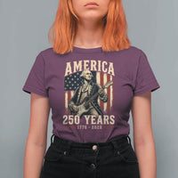 George Washington Playing Guitar 4th July US 250th Anniversary T Shirt For Women