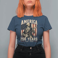 George Washington Playing Guitar 4th July US 250th Anniversary T Shirt For Women