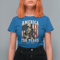George Washington Playing Guitar 4th July US 250th Anniversary T Shirt For Women