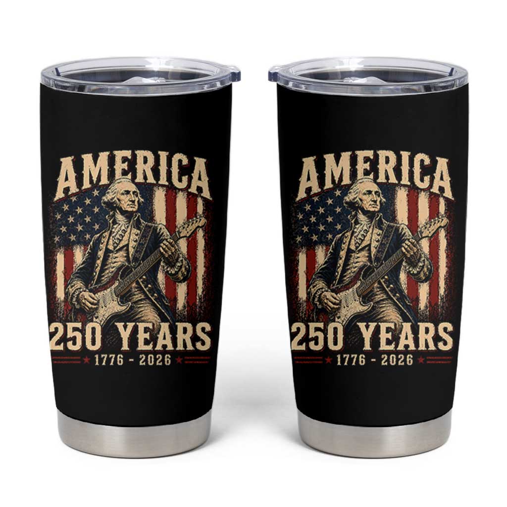 George Washington Playing Guitar 4th July US 250th Anniversary Tumbler Cup