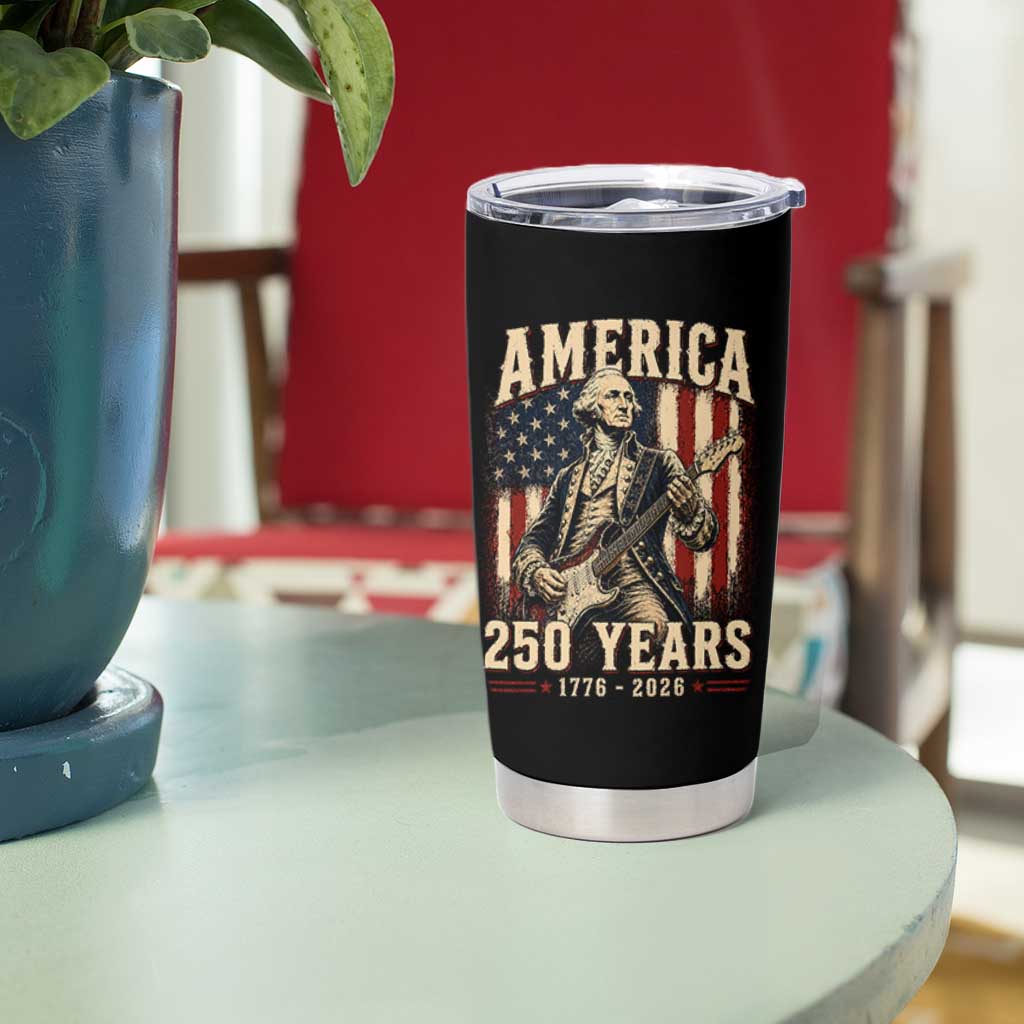 George Washington Playing Guitar 4th July US 250th Anniversary Tumbler Cup