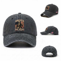 George Washington Playing Guitar 4th July US 250th Anniversary Washed Cotton Baseball Cap