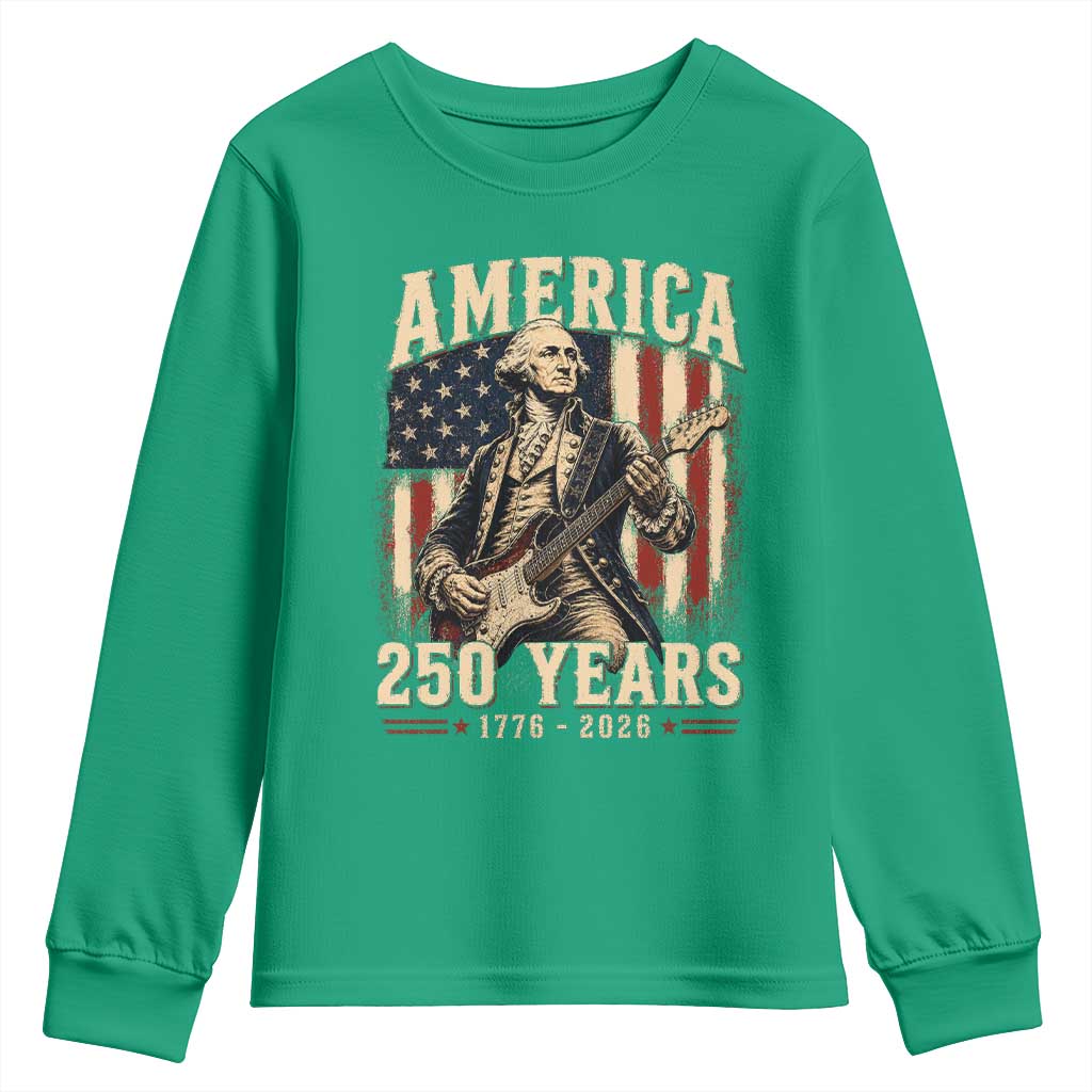 George Washington Playing Guitar 4th July US 250th Anniversary Youth Sweatshirt