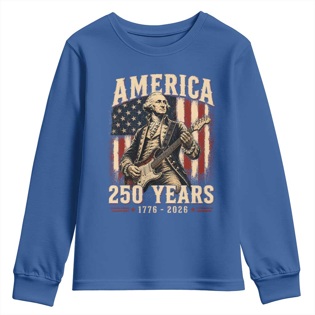 George Washington Playing Guitar 4th July US 250th Anniversary Youth Sweatshirt