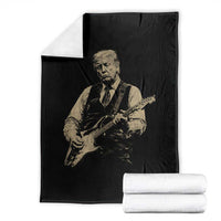 US Nation's Leader Playing Electic Rock Guitar Retro Vintage Throw Blanket
