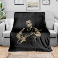 US Nation's Leader Playing Electic Rock Guitar Retro Vintage Throw Blanket
